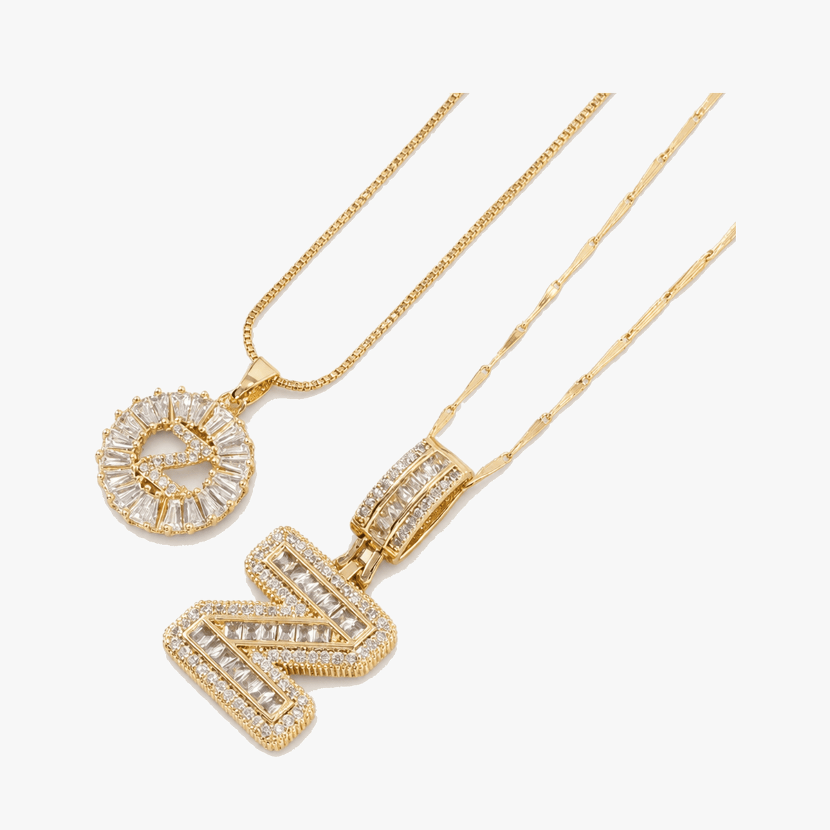 Luneria – Two-Piece Initial Pendant Necklace Set