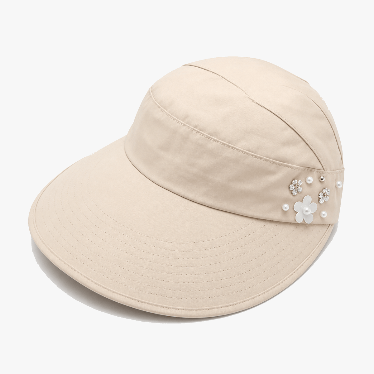 Solwen – Wide Brim Sun Visor with Ponytail Opening