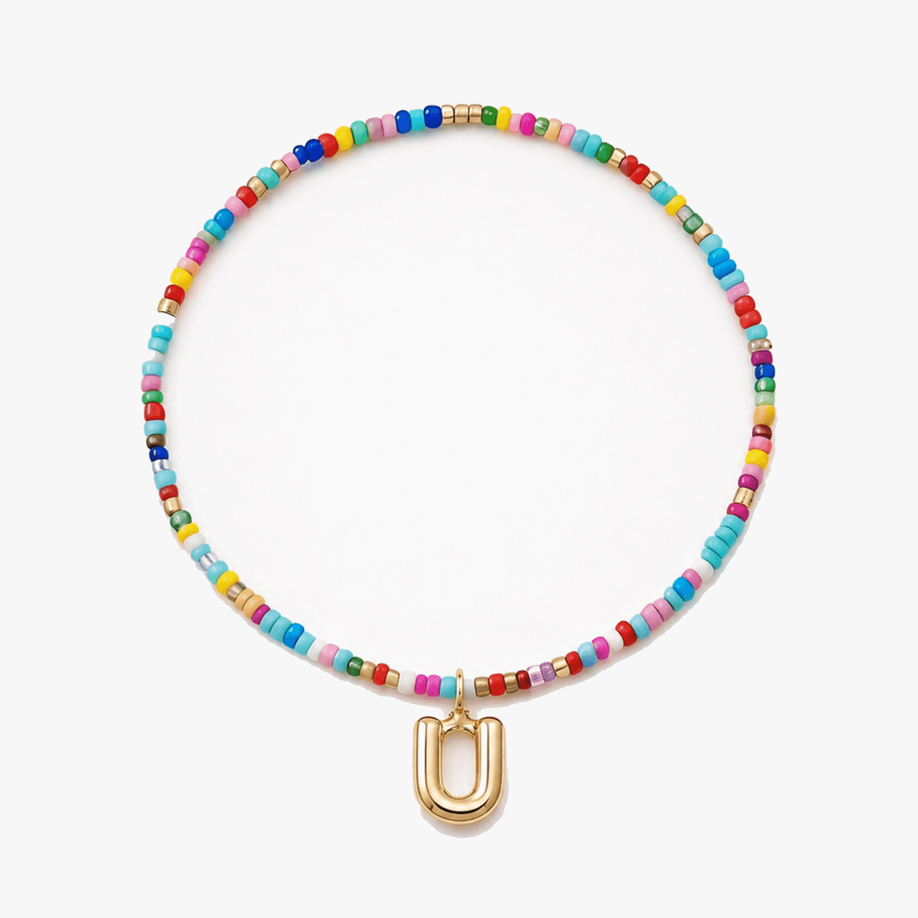 Liora – Colorful Beaded Initial Necklace