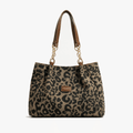 Lynxe - Leopard Print Tote with Chain Detail