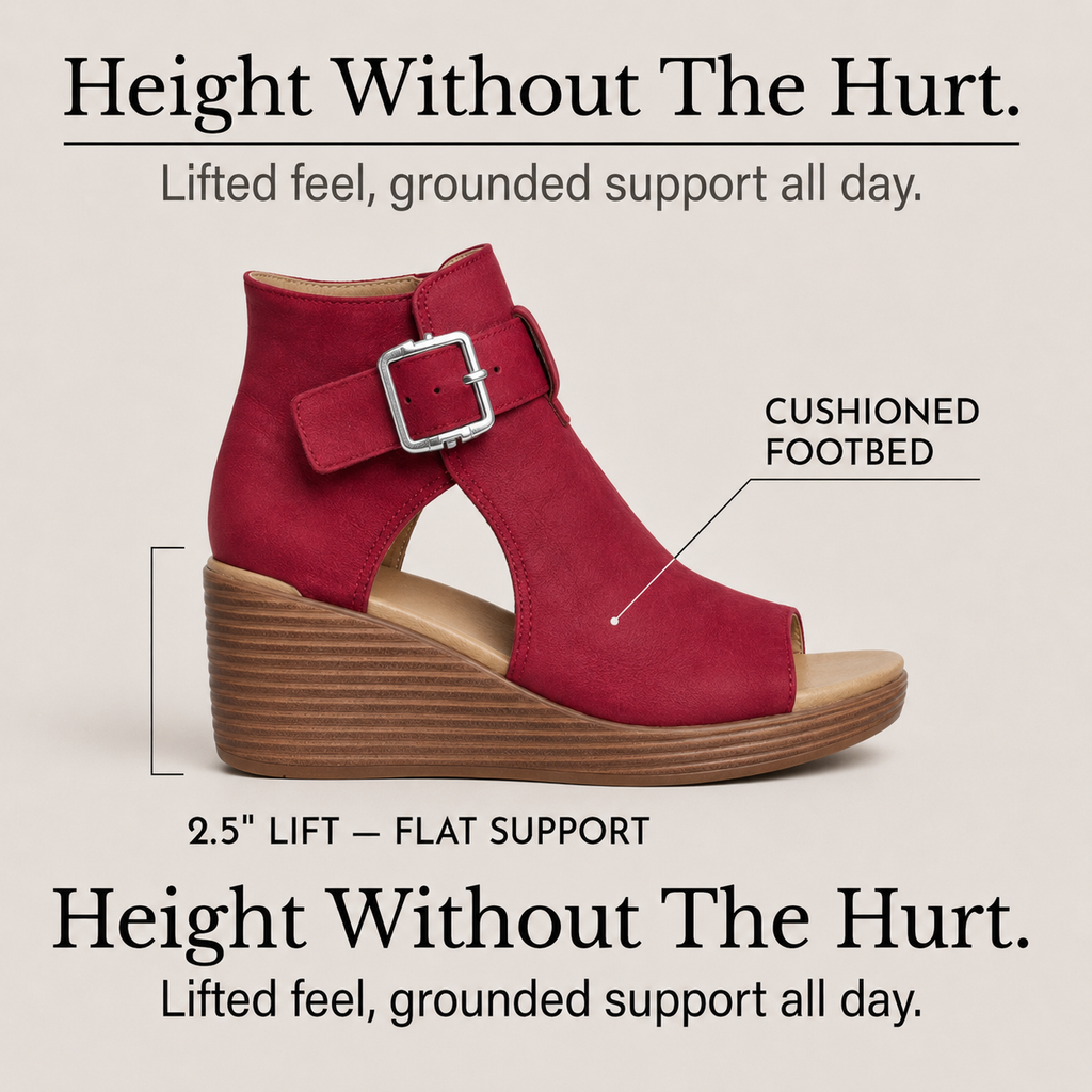 Elsera – Peep-Toe Platform Wedges with Buckle Detail
