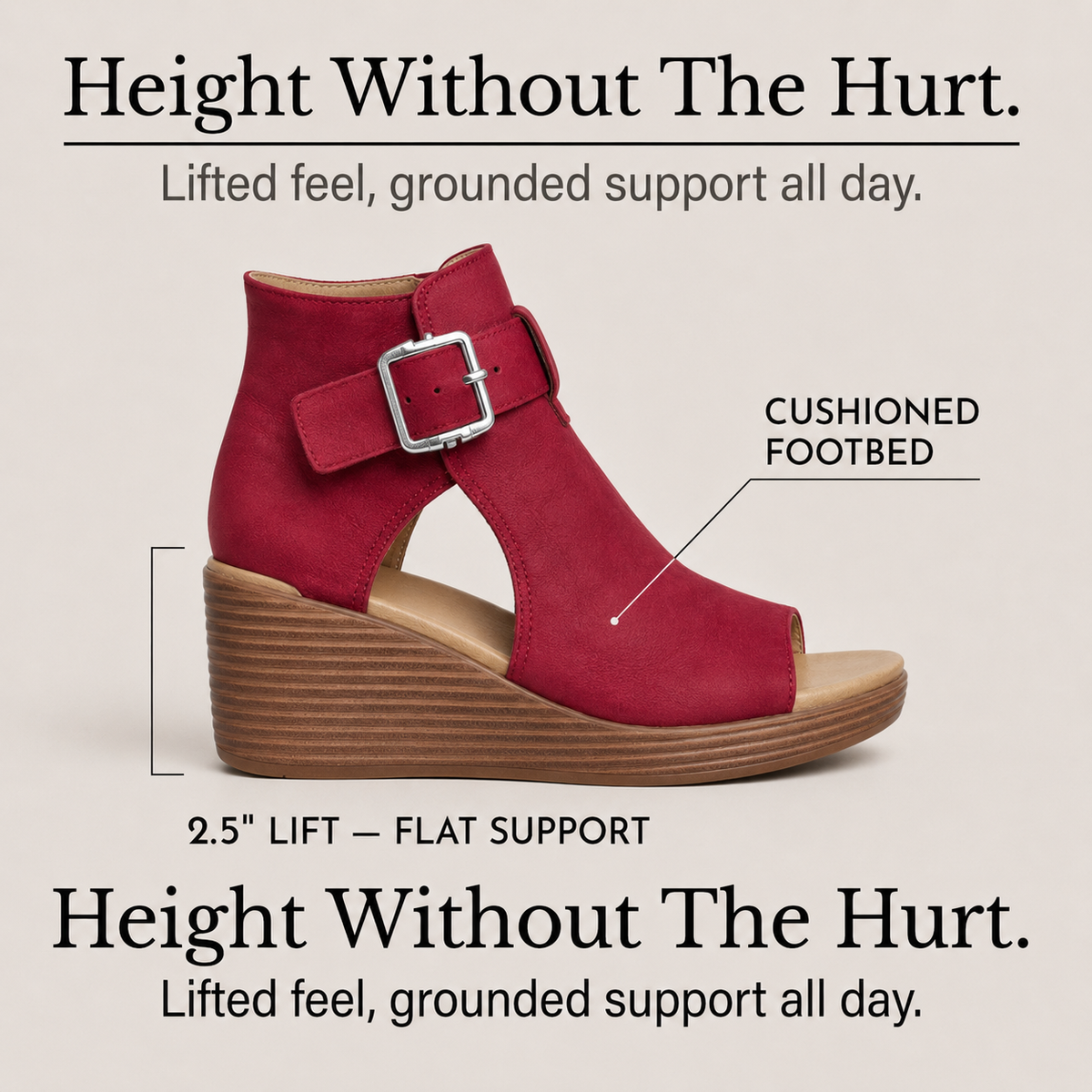 Elsera – Peep-Toe Platform Wedges with Buckle Detail