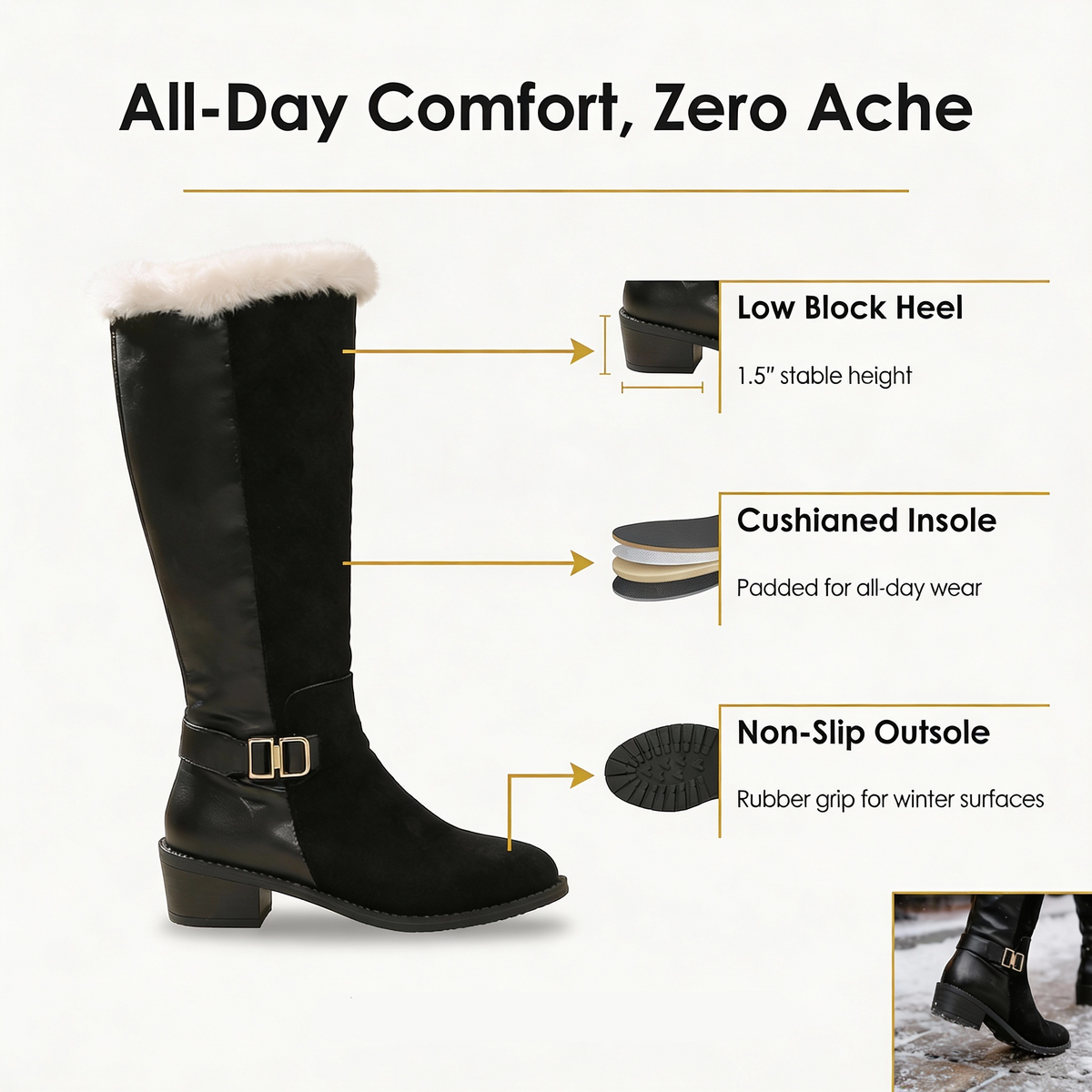 Velara - Women's fleece lined knee high winter boots