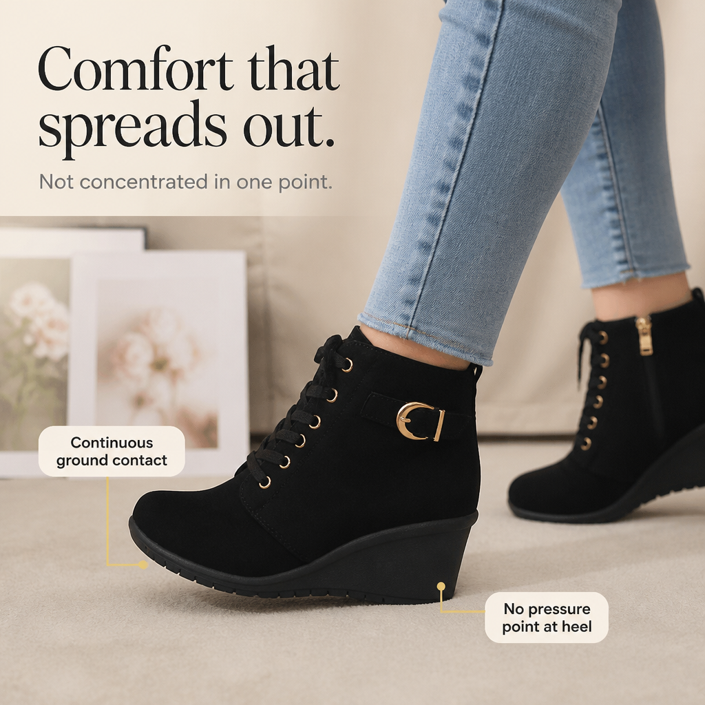 Wearluxe – Buckle-Strap Concealed Wedge Ankle Boots