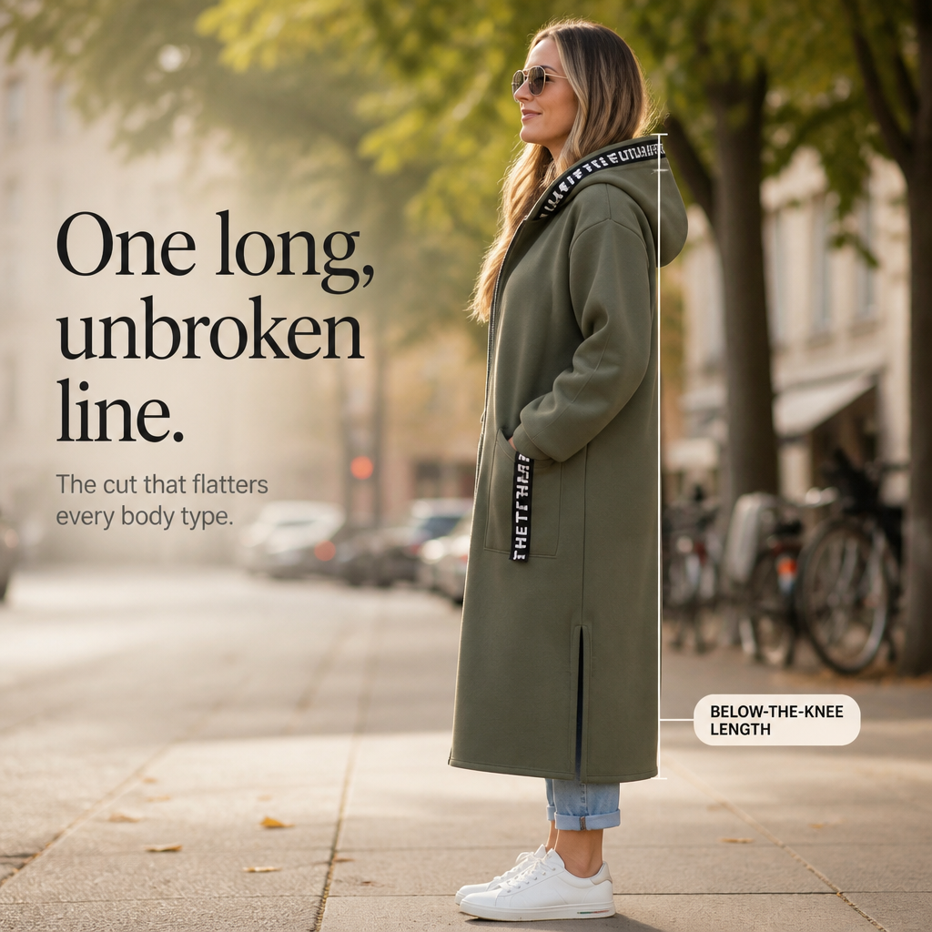 Wrapelle – Extra-Long Hooded Zip Jacket