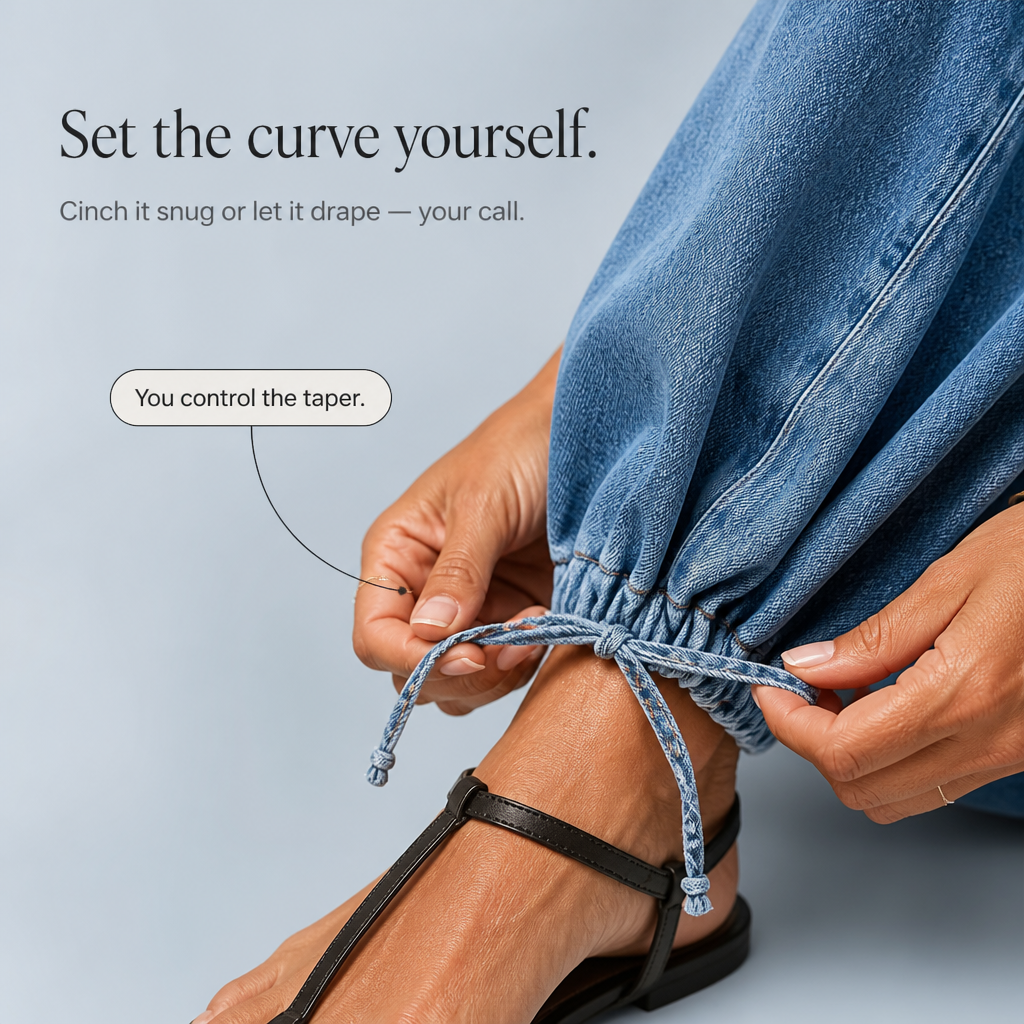 Barrelette – Tie-Hem High-Waisted Barrel Leg Jeans