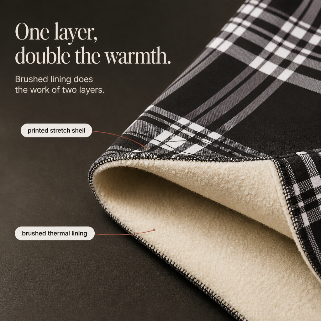 Wearbella – Plaid Brushed-Lining High-Waist Thermal Leggings