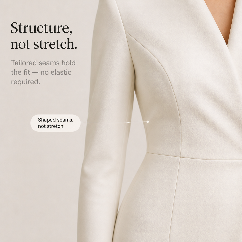 Sashelle – Wrap-Front Single-Button Slit Hem Blazer Dress