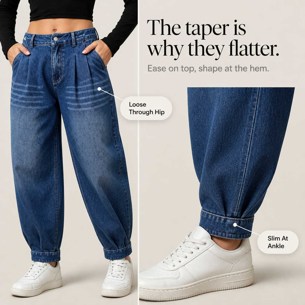 Slouchden – Elastic-Back Tapered Harem Jeans