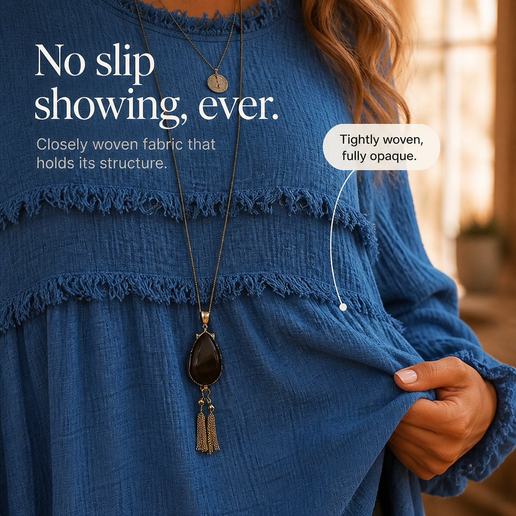 Wovella – Fringe-Trim Pleated-Sleeve Boho Blouse