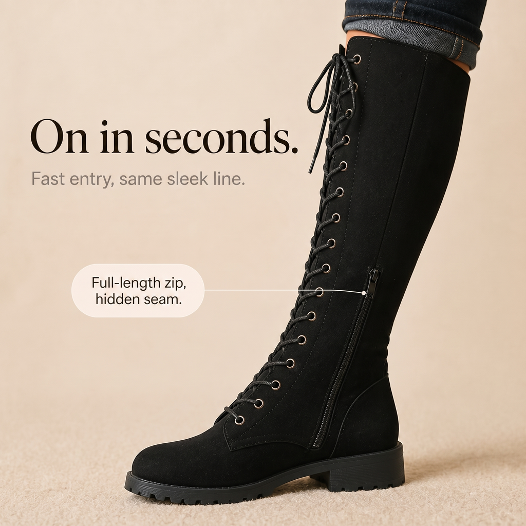 Velacine – Lace-Up Back Panel Over-The-Knee Boots