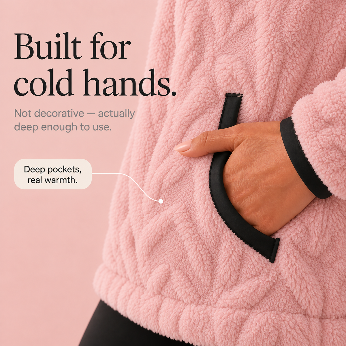 Cloudessa – Half-Zip Fuzzy Pullover With Kangaroo Pocket