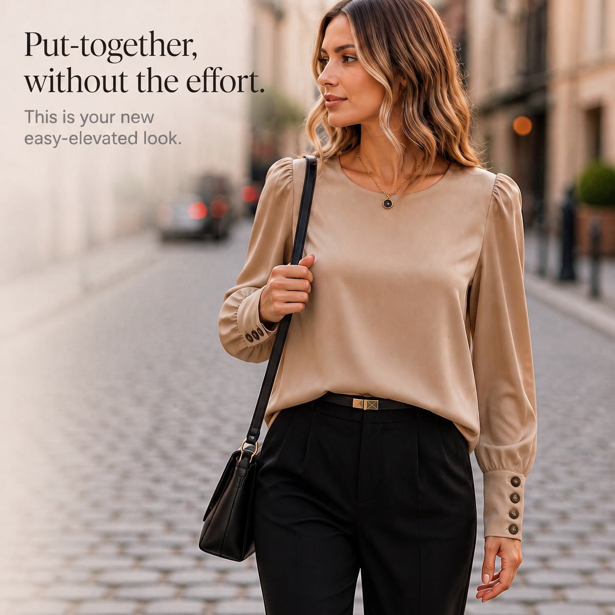 Vellara – Puff Sleeve Satin Blouse