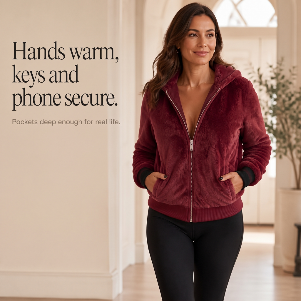 Wearbella – Hooded Faux Fur Zip Jacket
