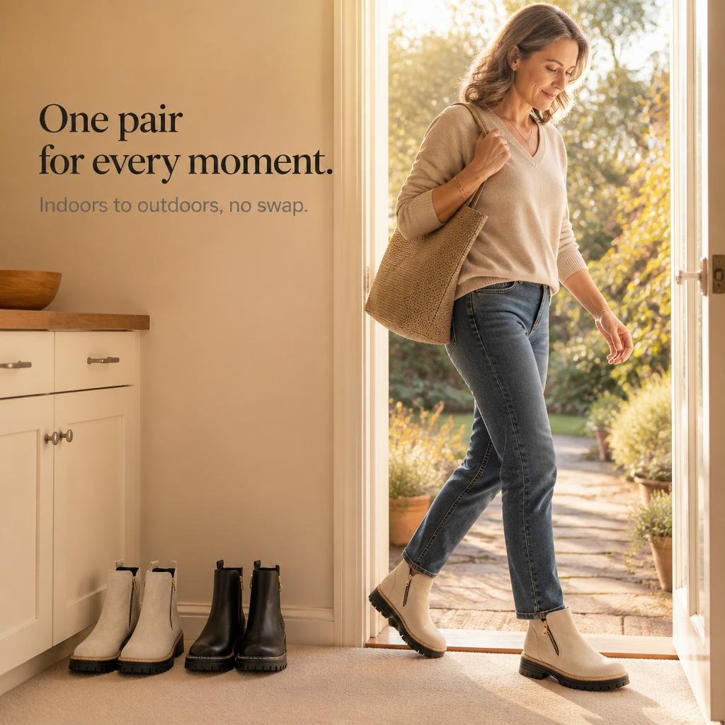 Stridewell – Square-Heel Zip-Up Ankle Boots