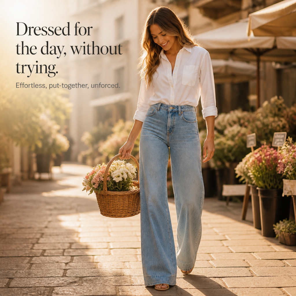 Lenglia – High-Rise Wide-Leg Vintage Wash Jeans