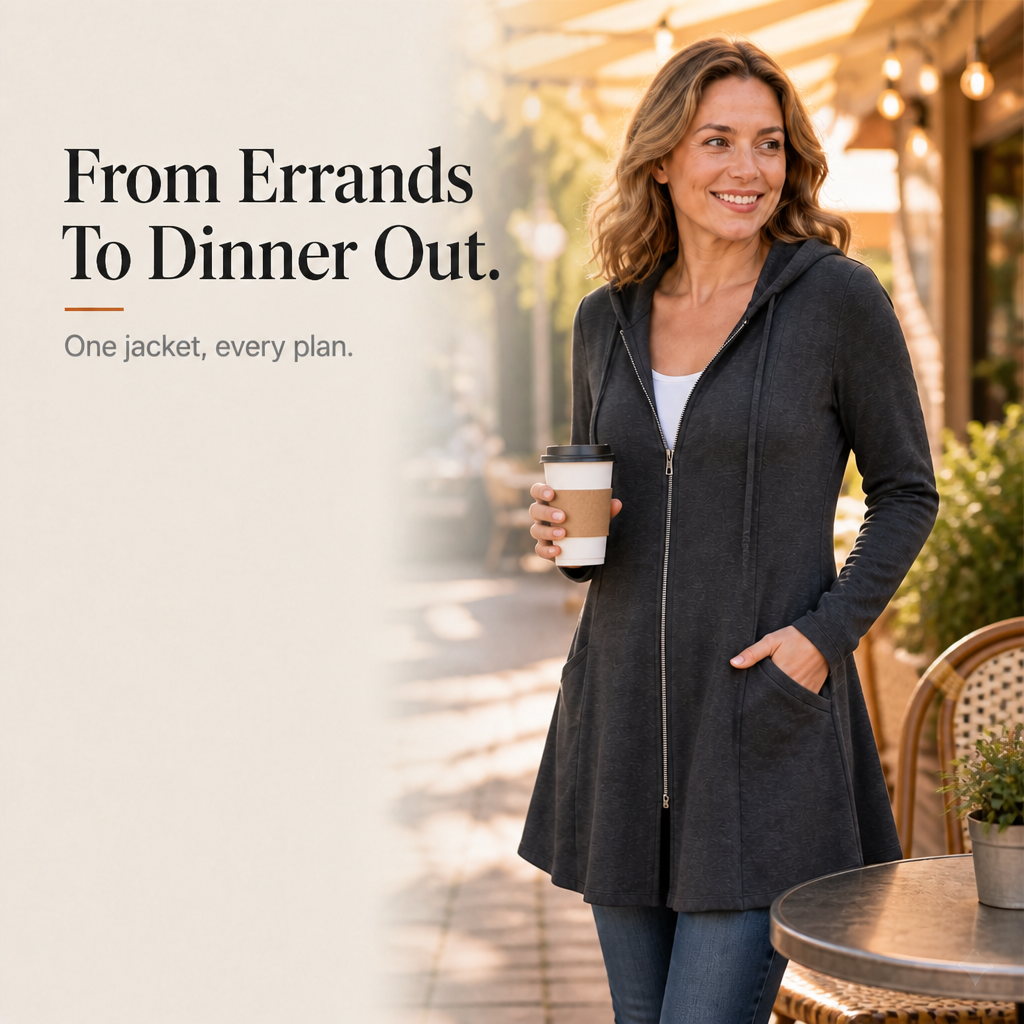 Wrapella – Hooded Longline Full-Zip Jacket
