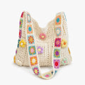 Florenza – Hand-Crocheted Floral Shoulder Bag for Women, Boho Granny-Square Tote with 3D Flowers