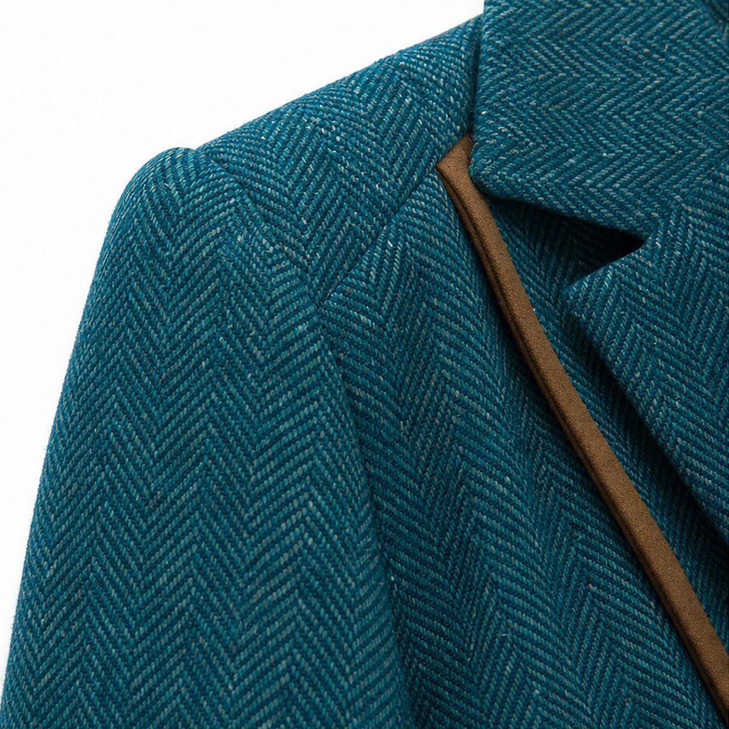 Vaunterie – Contrast Piped Herringbone Blend Coat