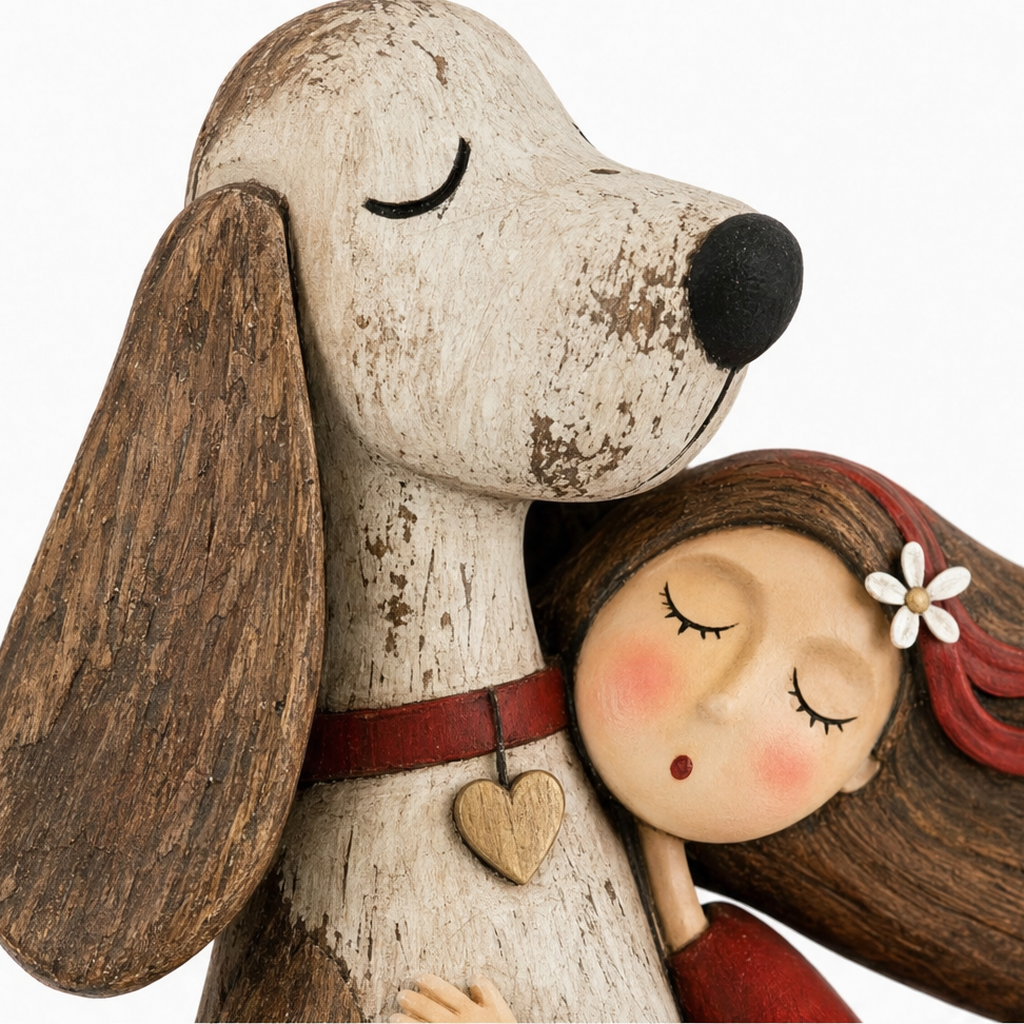 Wearbella – Distressed Girl Hugging Pet Figurine