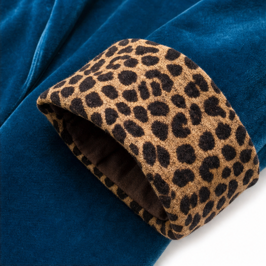 Velmora – Leopard-Lined Velvet Maxi Coat