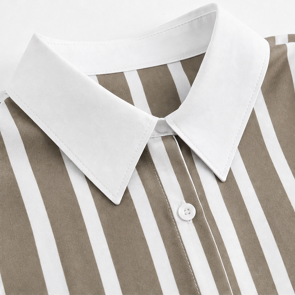 Lineleigh – Striped Wide-Leg Shirt And Pants Set