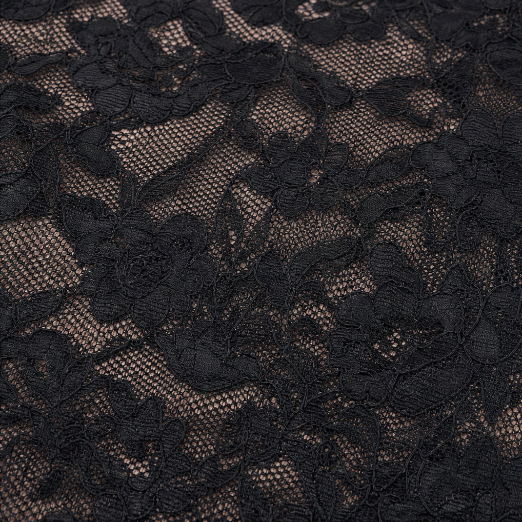Lacefolie – Scalloped V-Neck Sheer Floral Lace Top