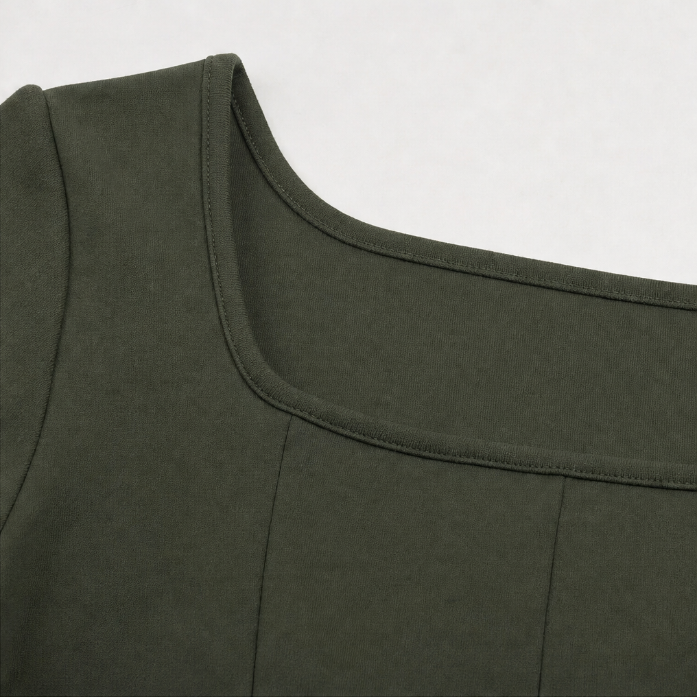 Wearbella – Square Neck Long Sleeve A-Line Mini Dress