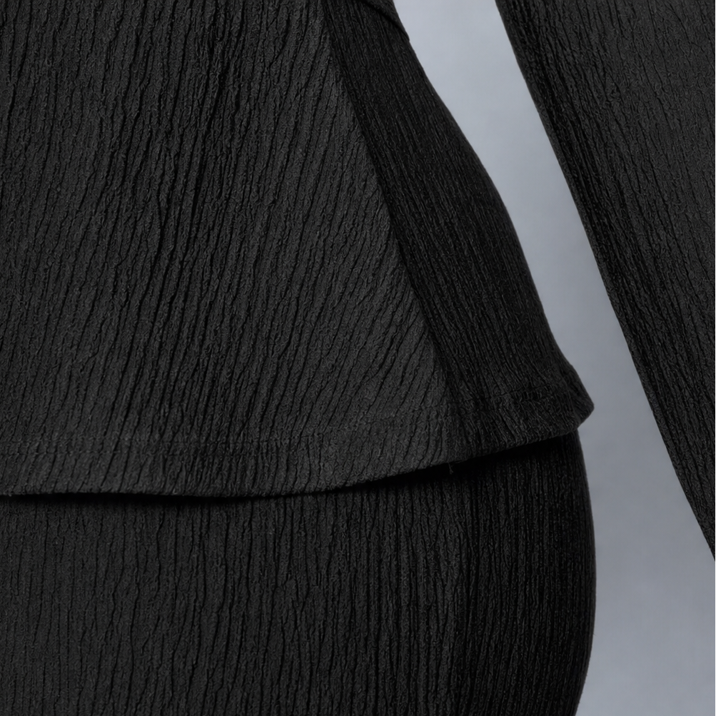 Vessora – Pleated Waist Flared Leg Top And Trousers Set