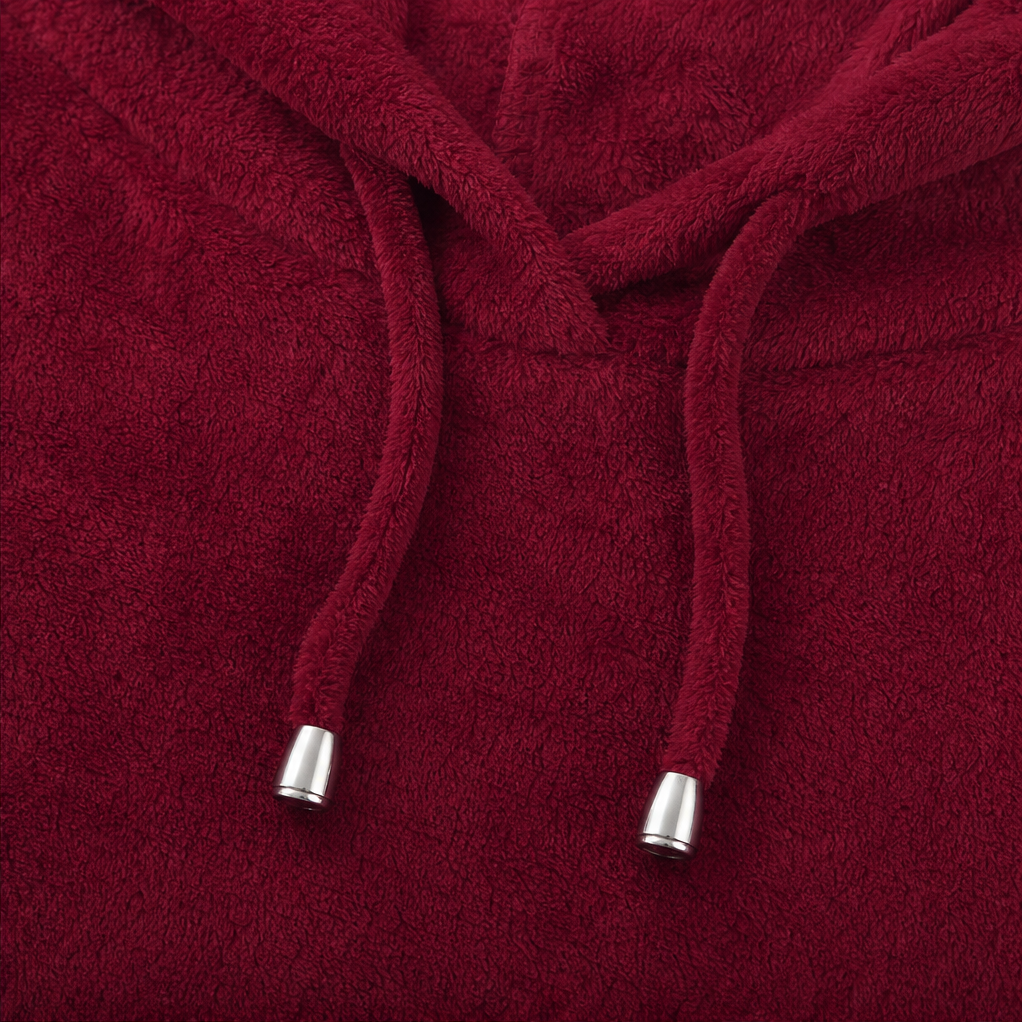 Wrapelle – Hooded Plush A-Line Maxi Lounge Dress