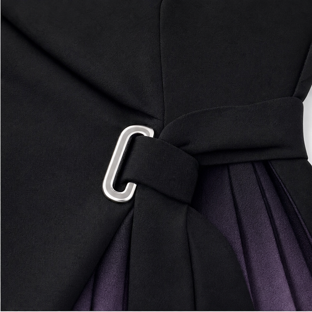 Ombralle – Ombré Pleated Tie-Waist Blazer Dress