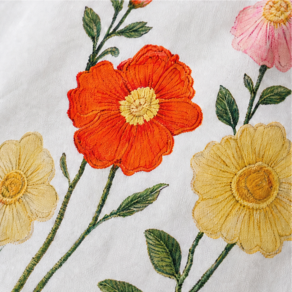 Lunabloom – Floral Embroidered-Look Lapel-Collar Blouse