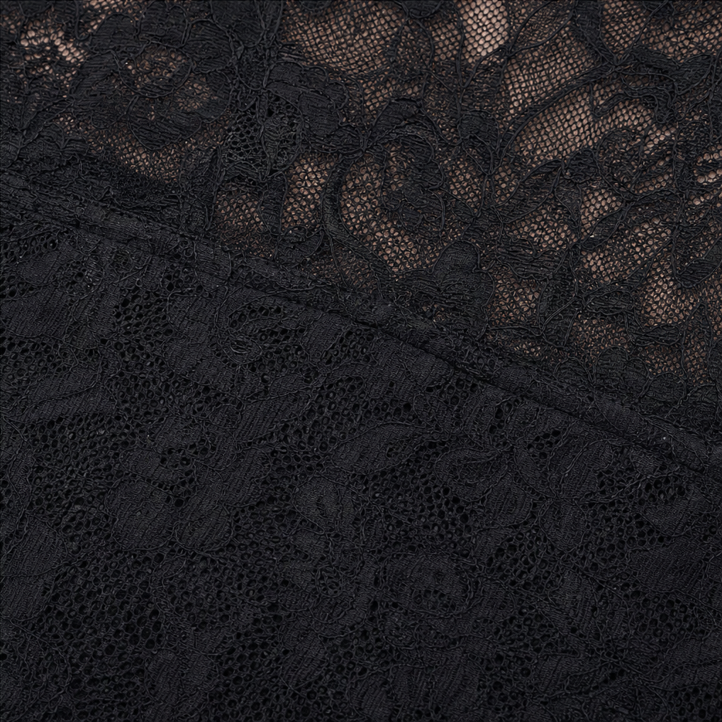 Lacefolie – Scalloped V-Neck Sheer Floral Lace Top