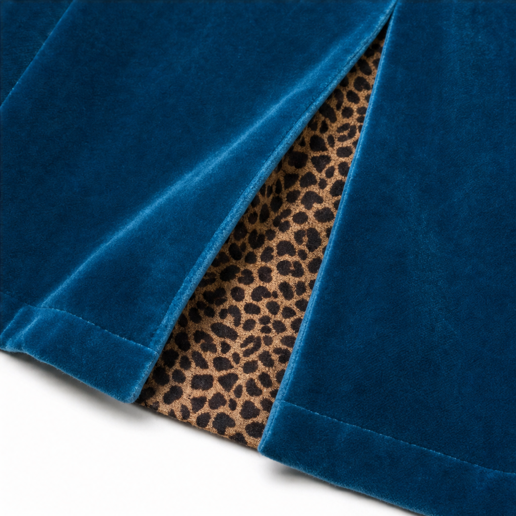 Velmora – Leopard-Lined Velvet Maxi Coat