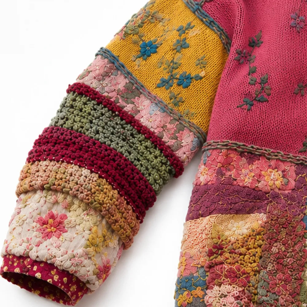 Solenne – Floral Patchwork Boho Cardigan