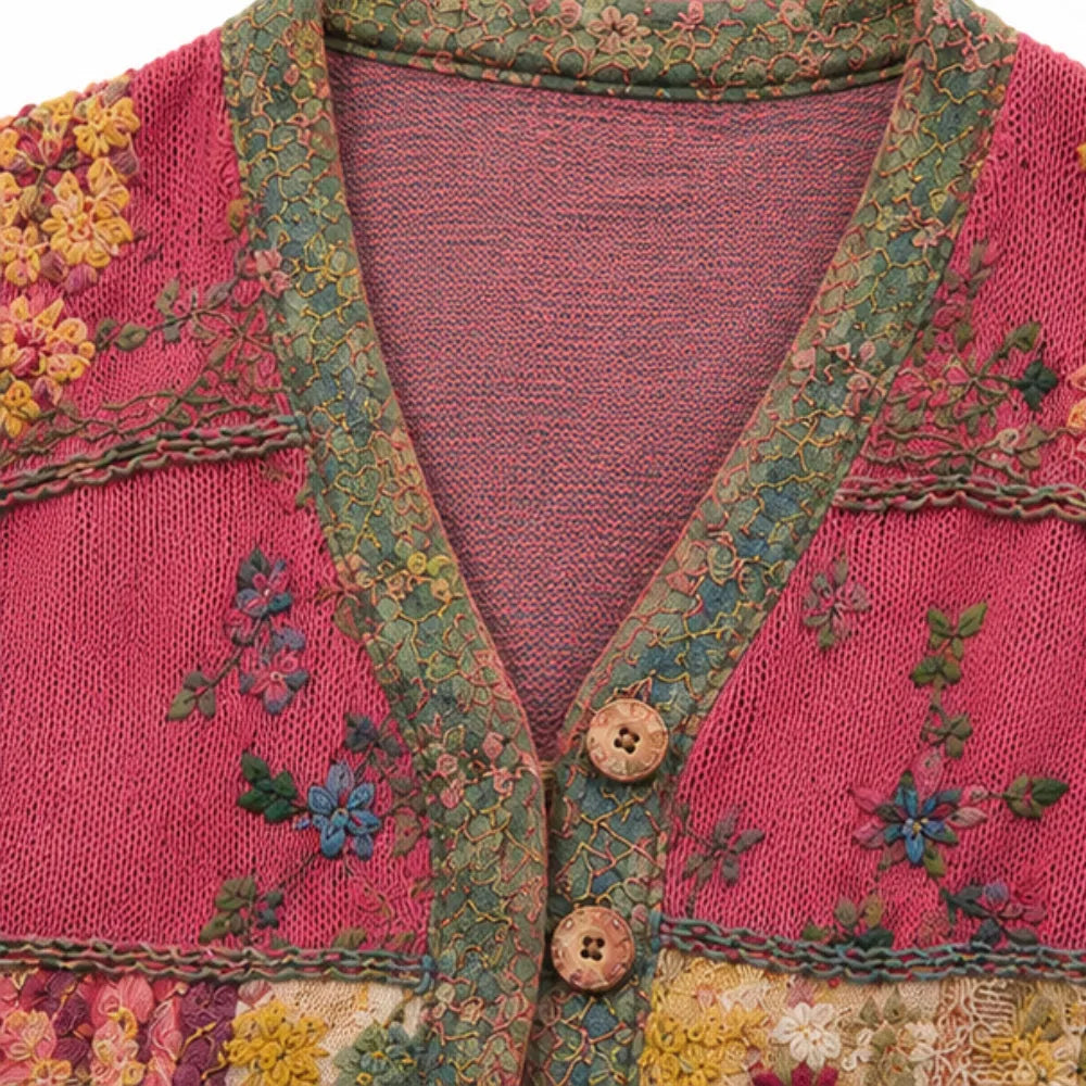Solenne – Floral Patchwork Boho Cardigan