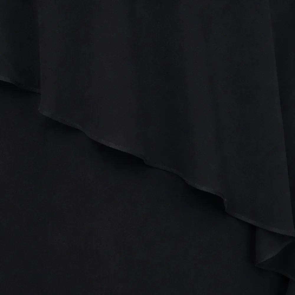 Velora – Rhinestone Look V-Neck Chiffon Like Cape Midi Dress