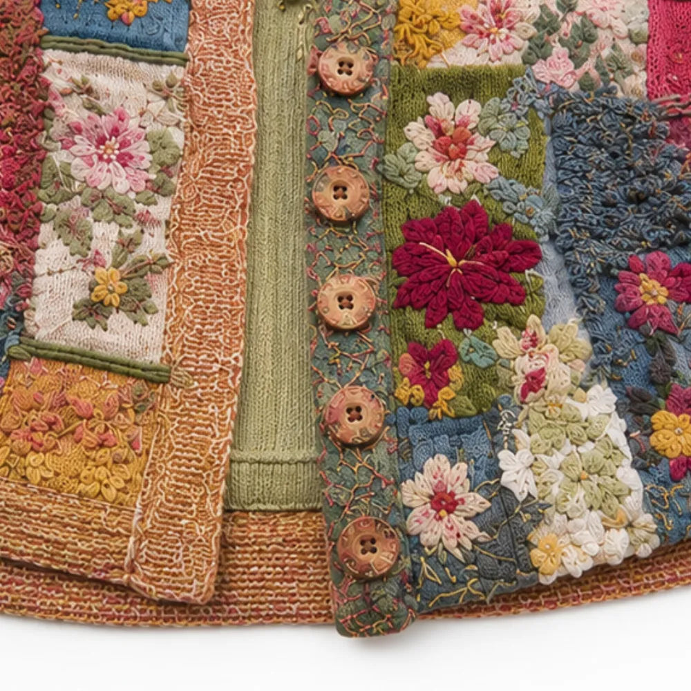 Solenne – Floral Patchwork Boho Cardigan