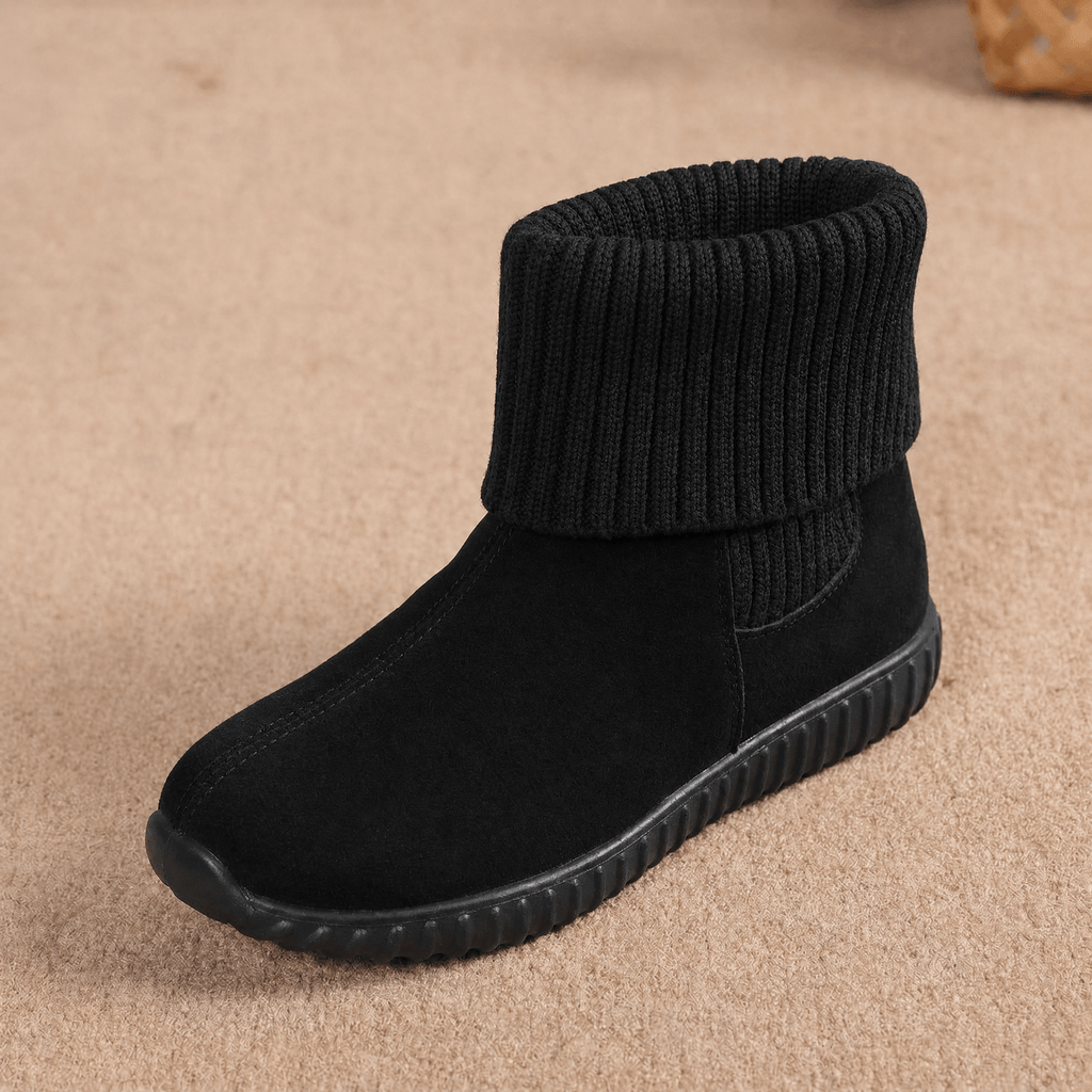 Cozella – Women's Knit Cuff Suede Ankle Booties