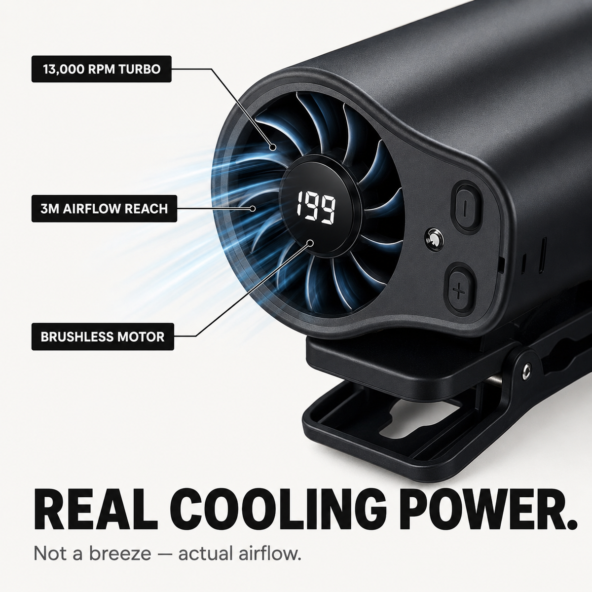 Coolnix – Portable Clip On Car Fan with LED Display