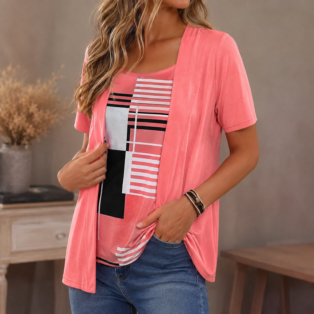Wearbella – Color-Block Layered-Look Top
