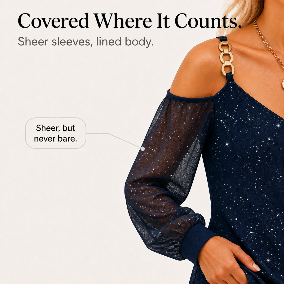 Setlace – Cold-Shoulder Chain-Ring Strap Mini Dress