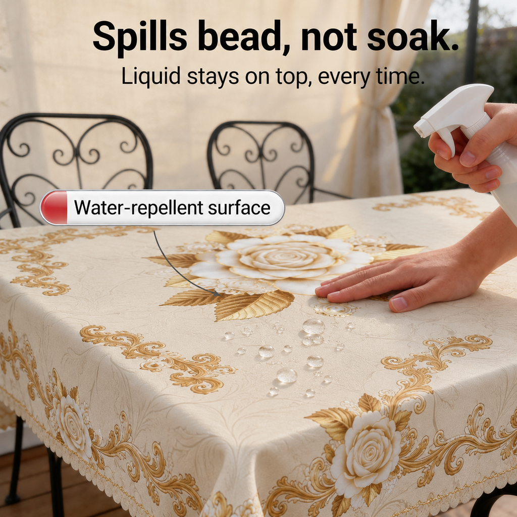 Roseval – Embossed Floral Waterproof Tablecloth