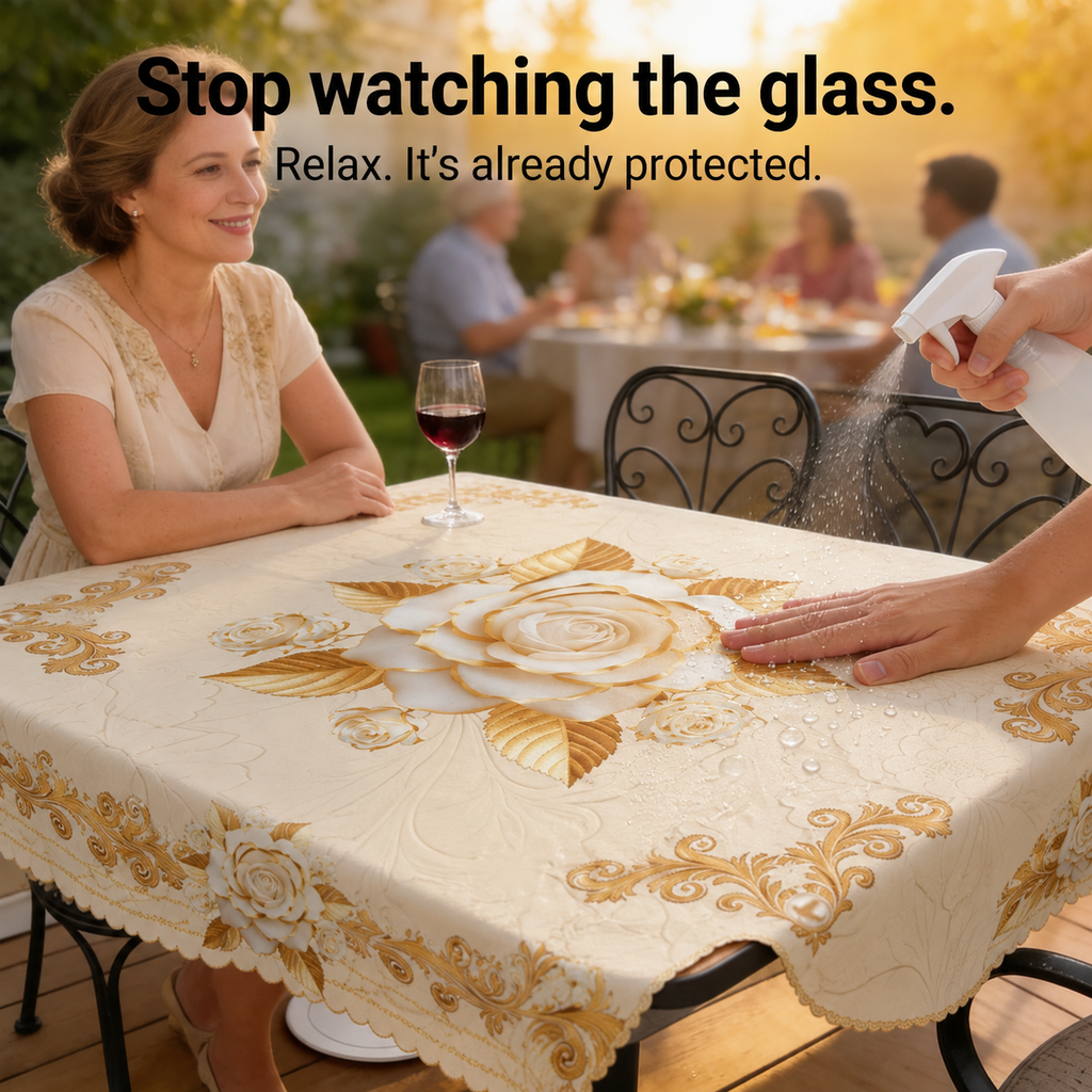 Roseval – Embossed Floral Waterproof Tablecloth