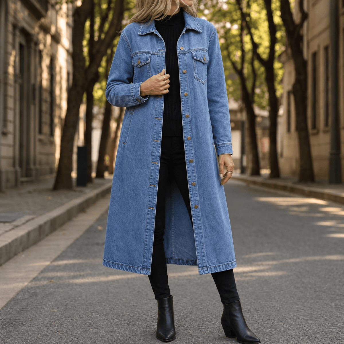 Denara – Longline Oversized Denim Coat