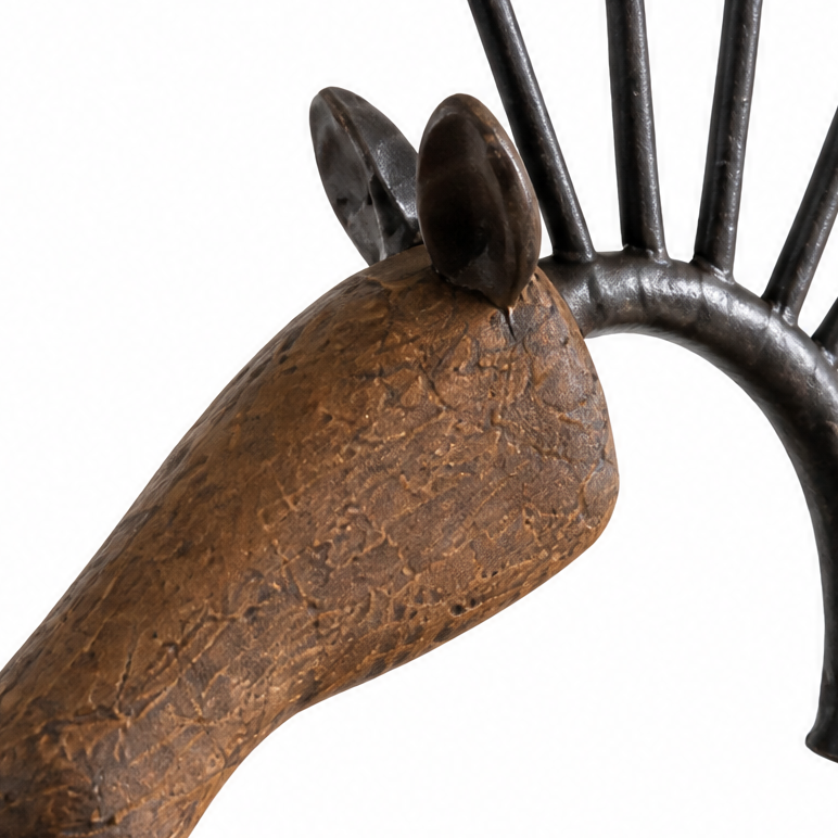 Harlowe & Forge – Mixed Wood Look And Metal Like Horse Figurine