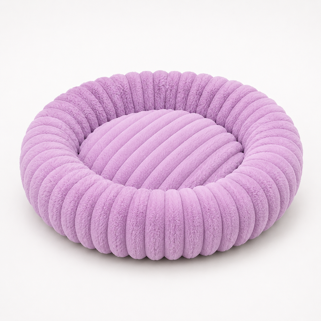 Nestwell – Raised-Edge Round Calming Plush Pet Bed
