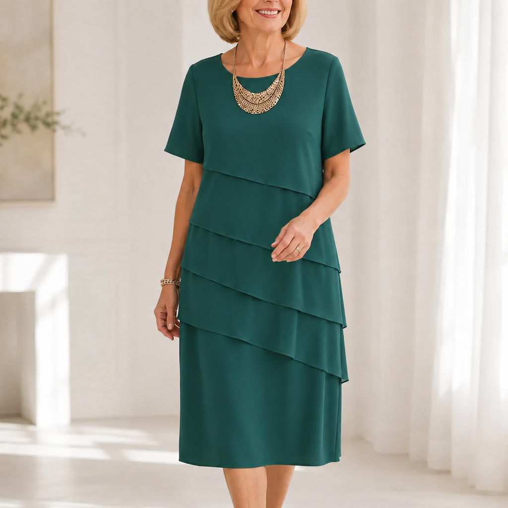 Florenza – Tiered Chiffon-like Midi Dress for Weddings and Events