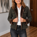 Herrivé – Contrast-Trim Herringbone Structured Blazer