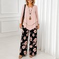 Wearbella – Double-Layer Top And Floral Wide-Leg Pants Set